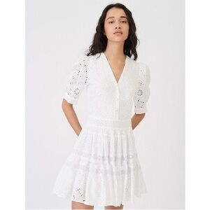 Maje  Rayanette Eyelet Lace Dress Ecru White Size 36 EU